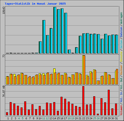 Tages-Statistik im Monat Januar 2025
